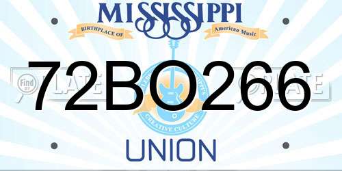 72BO266 Mississippi License Plate