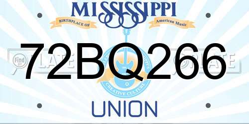 72BQ266 Mississippi License Plate