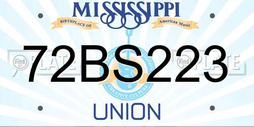 72BS223 Mississippi License Plate