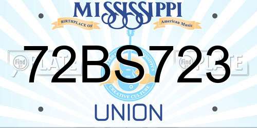 72BS723 Mississippi License Plate