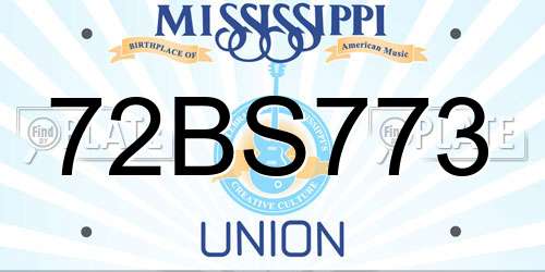 72BS773 Mississippi License Plate
