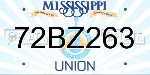 72BZ263 Mississippi License Plate