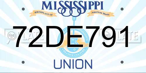 72DE791 Mississippi License Plate