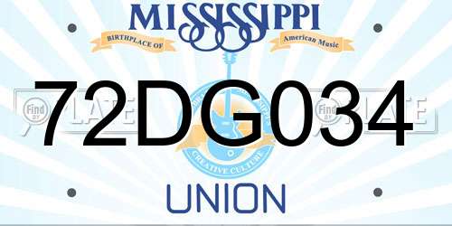 72DG034 Mississippi License Plate