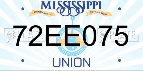 72EE075 Mississippi License Plate