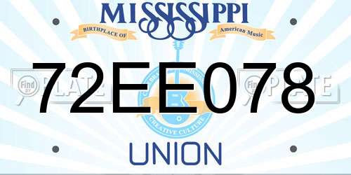 72EE078 Mississippi License Plate
