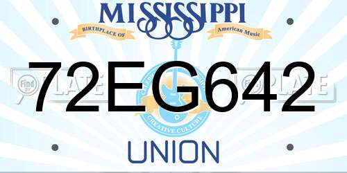 72EG642 Mississippi License Plate