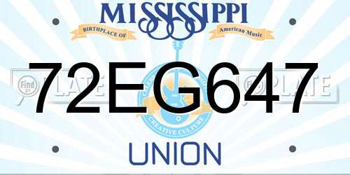72EG647 Mississippi License Plate