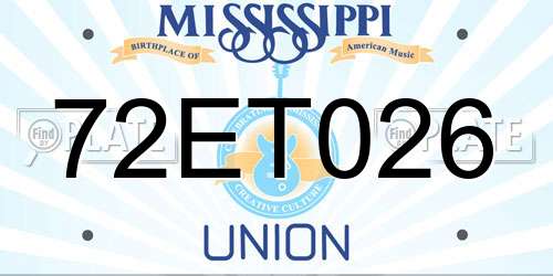 72ET026 Mississippi License Plate