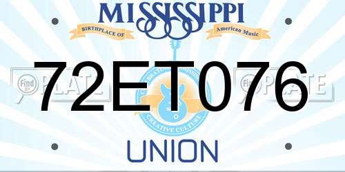 72ET076 Mississippi License Plate