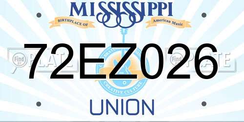 72EZ026 Mississippi License Plate