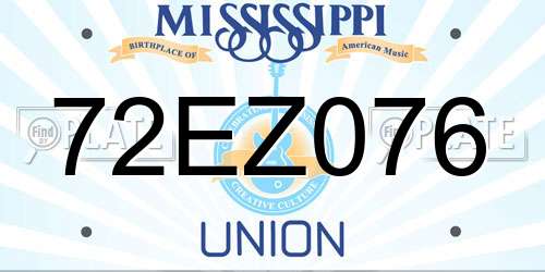 72EZ076 Mississippi License Plate