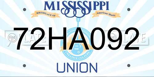 72HA092 Mississippi License Plate