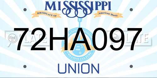 72HA097 Mississippi License Plate