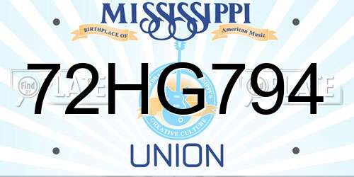 72HG794 Mississippi License Plate