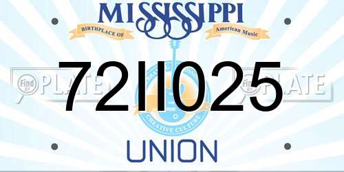 72II025 Mississippi License Plate