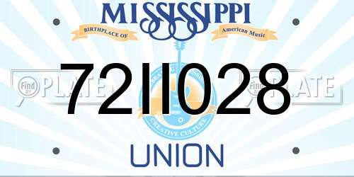 72II028 Mississippi License Plate