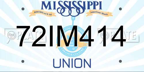 72IM414 Mississippi License Plate