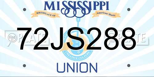 72JS288 Mississippi License Plate