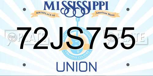 72JS755 Mississippi License Plate
