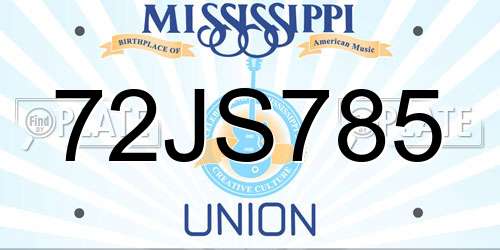 72JS785 Mississippi License Plate