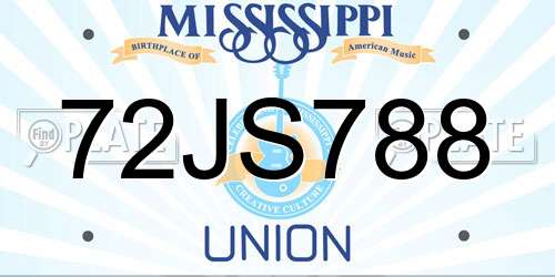 72JS788 Mississippi License Plate