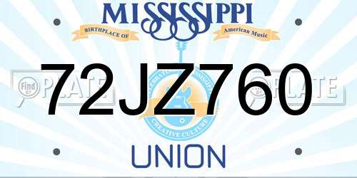 72JZ760 Mississippi License Plate