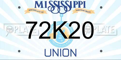 72K20 Mississippi License Plate