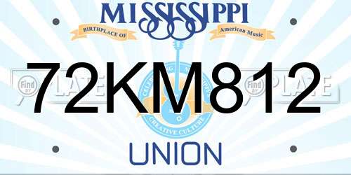 72KM812 Mississippi License Plate