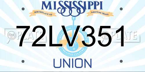 72LV351 Mississippi License Plate