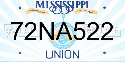 72NA522 Mississippi License Plate