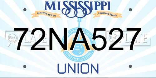 72NA527 Mississippi License Plate