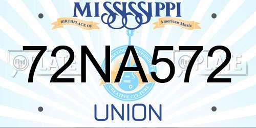 72NA572 Mississippi License Plate