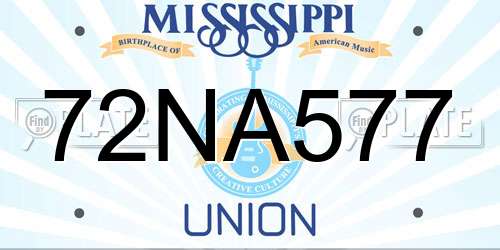 72NA577 Mississippi License Plate