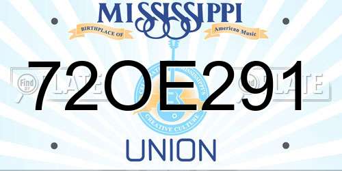 72OE291 Mississippi License Plate