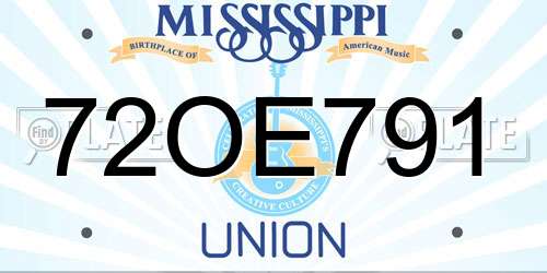 72OE791 Mississippi License Plate