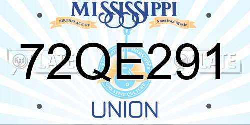 72QE291 Mississippi License Plate