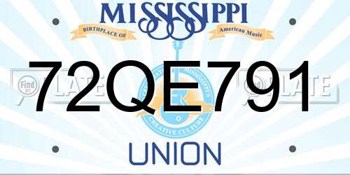 72QE791 Mississippi License Plate