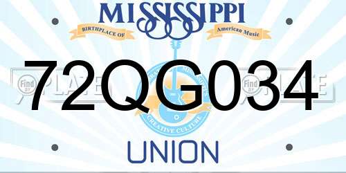 72QG034 Mississippi License Plate
