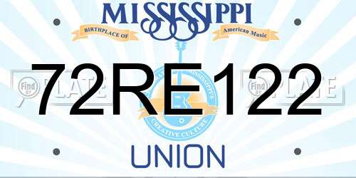 72RE122 Mississippi License Plate