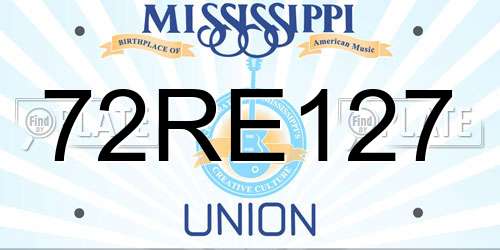 72RE127 Mississippi License Plate