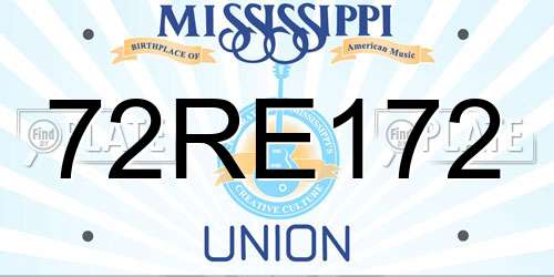 72RE172 Mississippi License Plate