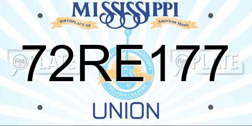 72RE177 Mississippi License Plate