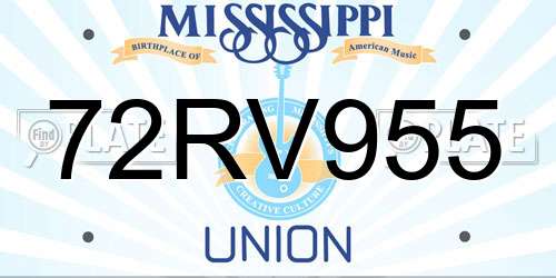 72RV955 Mississippi License Plate