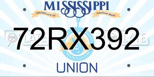 72RX392 Mississippi License Plate