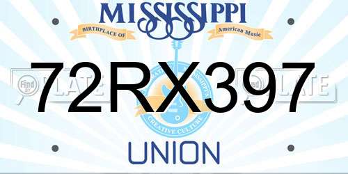 72RX397 Mississippi License Plate