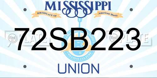 72SB223 Mississippi License Plate