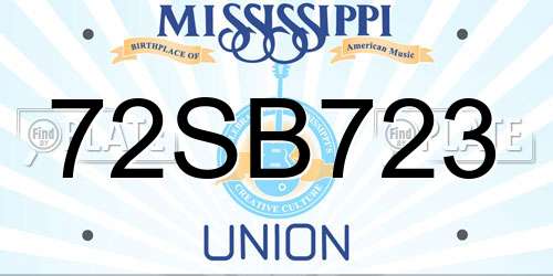 72SB723 Mississippi License Plate