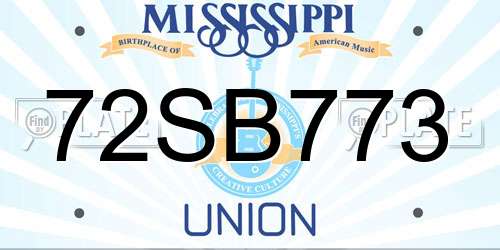 72SB773 Mississippi License Plate
