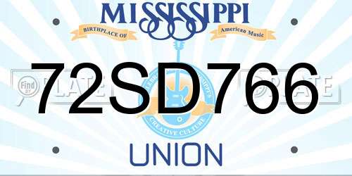 72SD766 Mississippi License Plate